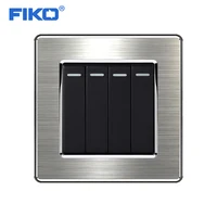 fiko euuk4gang 1way wall power switch %ef%bc%8c16a 250v stainless steel silver edge panel 86mm86mm garyblackgold