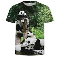 2021 fashion new animal world of giant panda 3d printing mens trend short sleeved t shirt pattern clothing