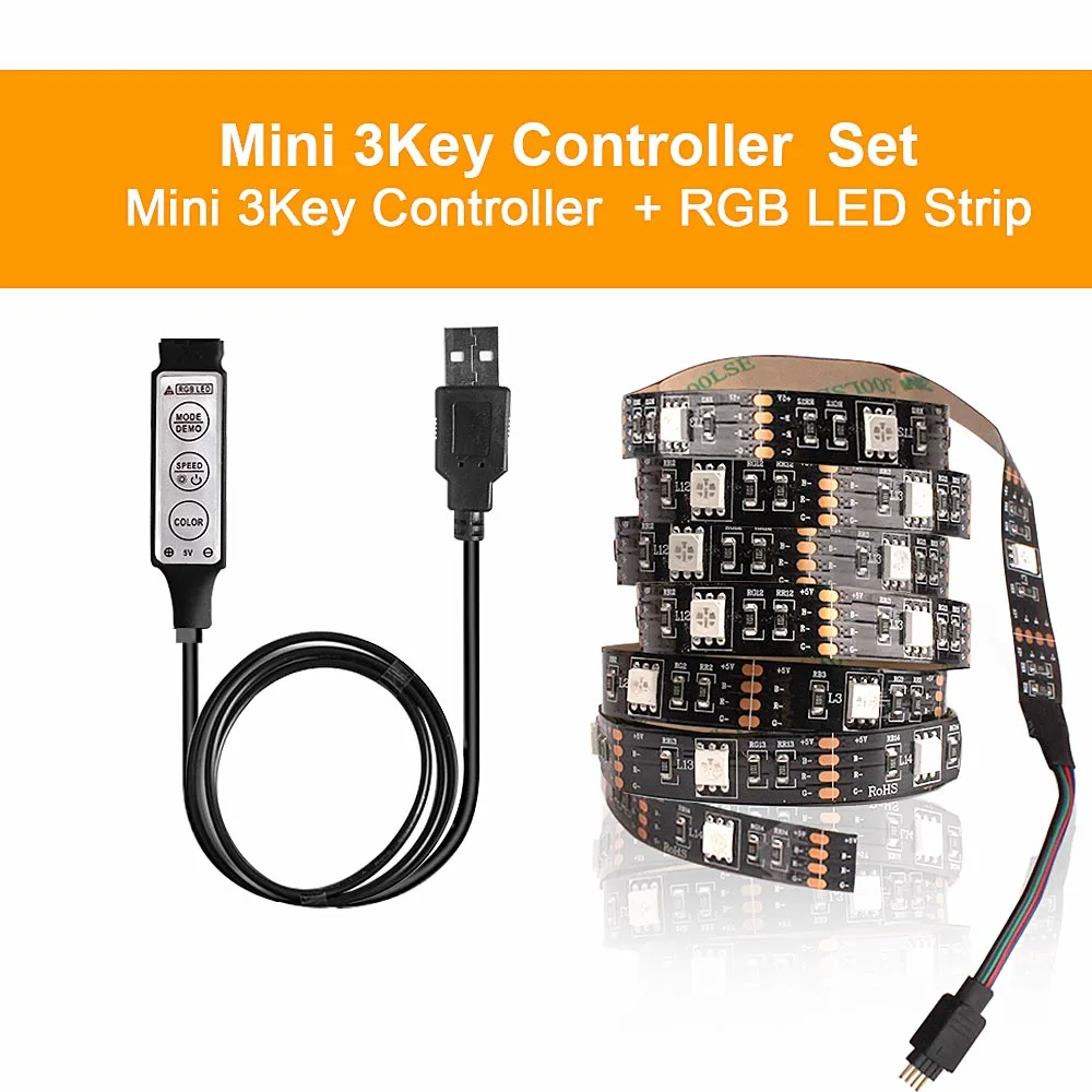3Keys Set Светодиодная подсветка под шкаф Гибкая неоновая Диодная Лента USB полоса светильник s luces светодиодный светильник для спальни шкаф кухонный светильник ing lamparas - Цвет: 3Keys Set