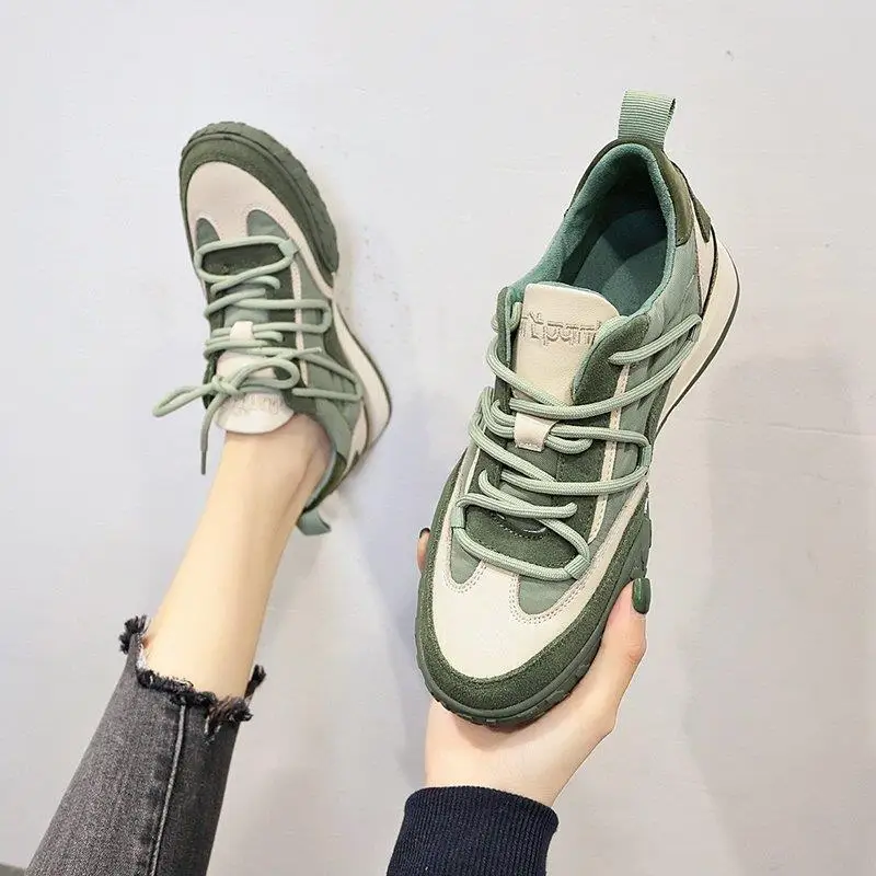 

Дизайнерская повседневная обувь, женские кроссовки, Модные осенние кроссовки для прогулок на открытом воздухе, на шнуровке, удобная обувь н...