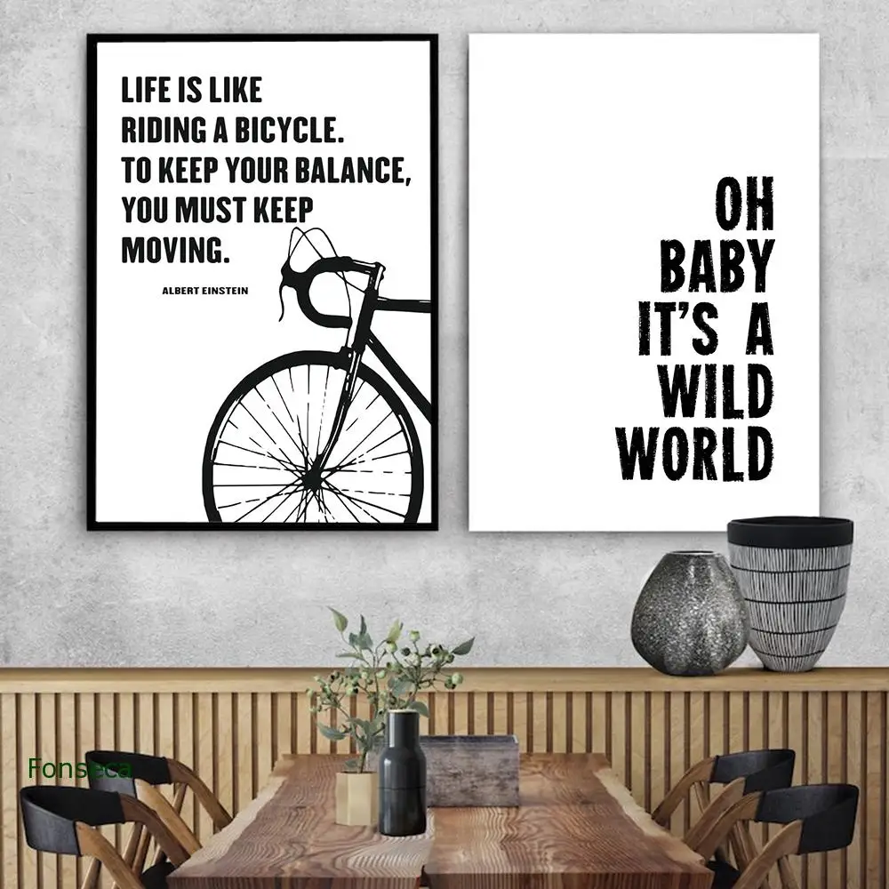 

Black White Posters And Prints Bicycle Life Quotes Canvas Painting Nordic Minimalist Wall Art Pictures For Living Room