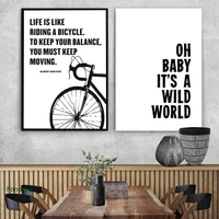 black white posters and prints bicycle life quotes canvas painting nordic minimalist wall art pictures for living room