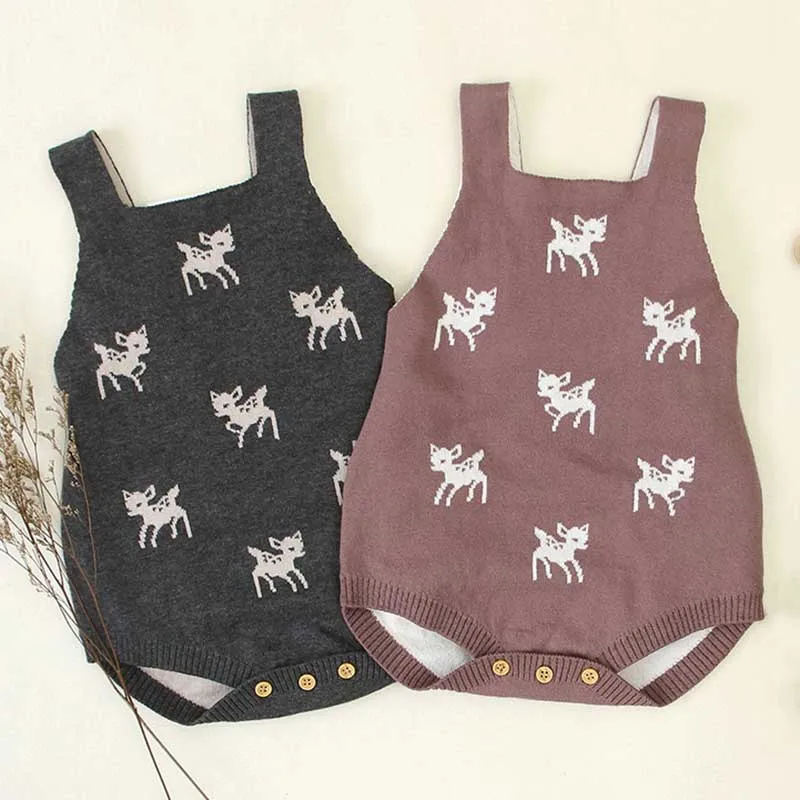 

Детская одежда, вязаные детские комбинезоны, Детский комбинезон для девочек, комбинезон с мультяшным оленем, Одежда для новорожденных