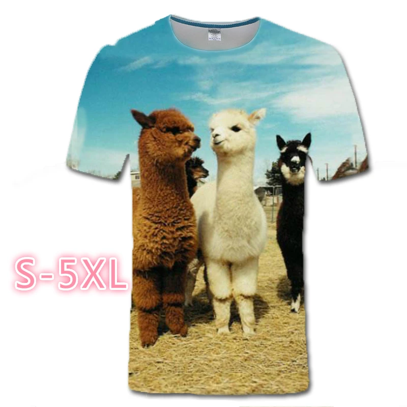 Модная 3d футболка для мужчин и женщин спортивный стиль 3D Радуга единорог альпака