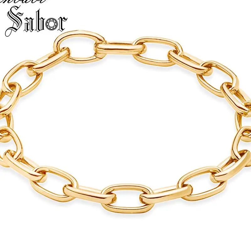 Ювелирные браслеты звеньевая цепочка Чистый золотой цвет длина 20 см для женщин и