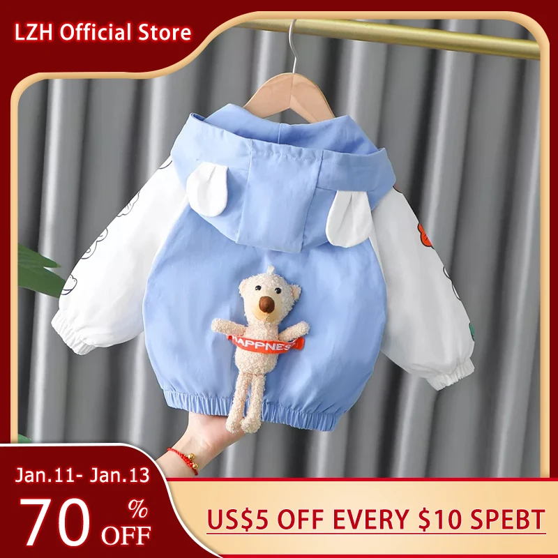 

LZH 2022 New Spring Baby Boys Jacket For Boys Windbreaker Clothes Kids Outerwear Coat For Girls Trench Coat Children Clothing