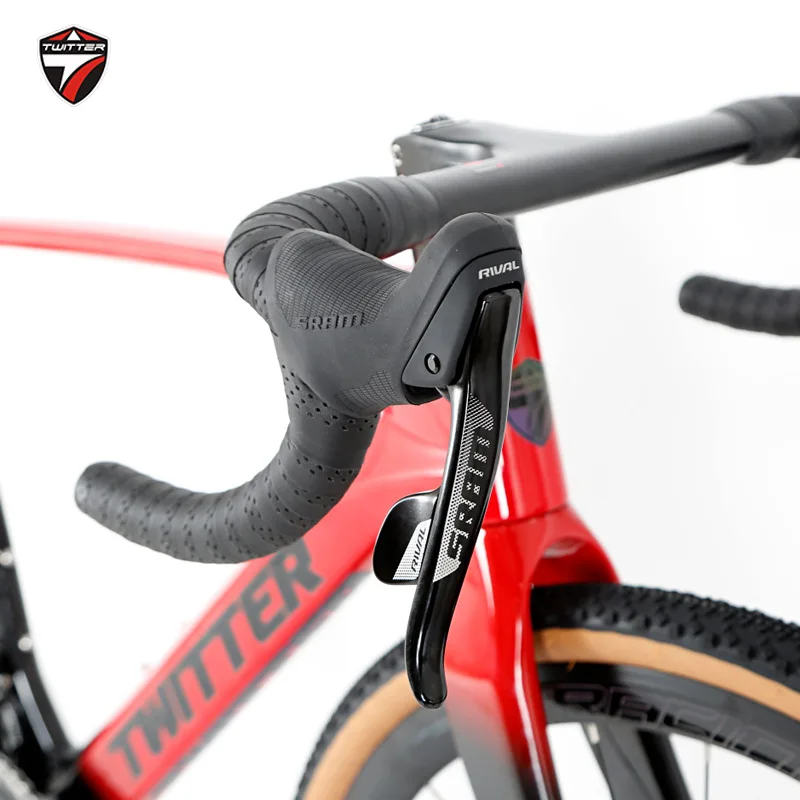 Дешево TWITTER GRAVEL-V2-RS-24-speed Маленький Комплект алюминиевых колес с углеродным рулем и полностью скрытым маршрутом 700C, велосипед из углеродного волокн...