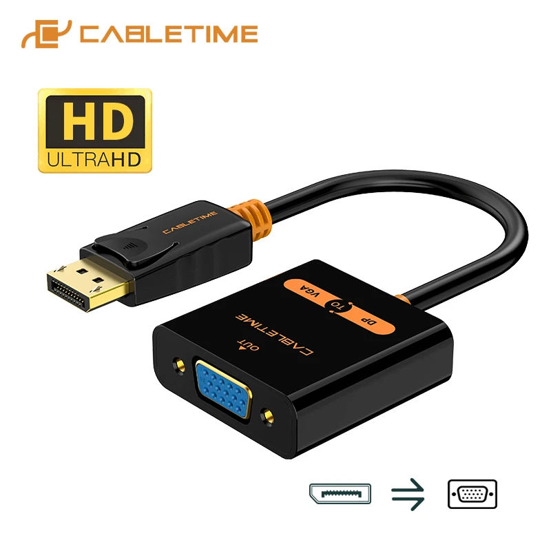 Высококачественный переходник CABLETIME 2020 для порта дисплея VGA 3D DP Vga Папа мама