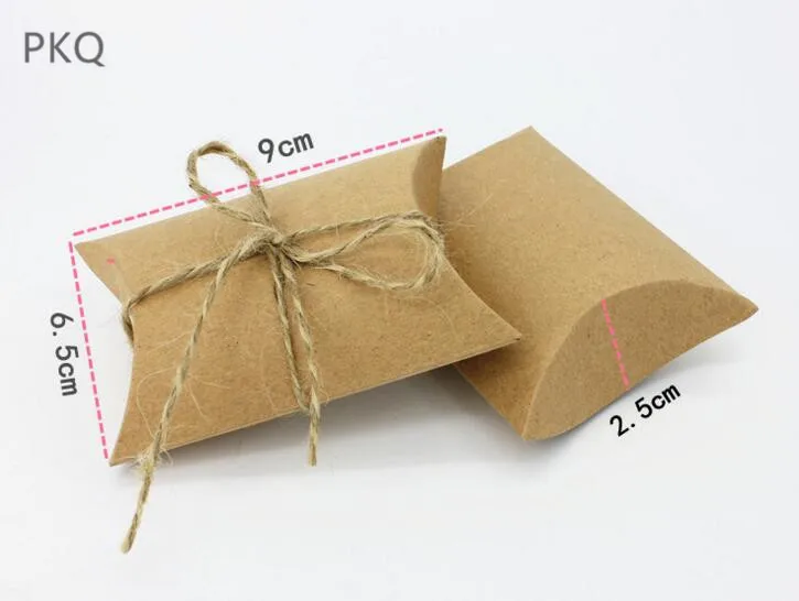 100 шт оптовая продажа Крафтовая Бумага Подушка коробка Маленький Подарочный