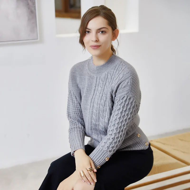 

Sweater women's cashmere sweater knitted women's 2020 autumn and winter new pullover pure color thick warm sweater