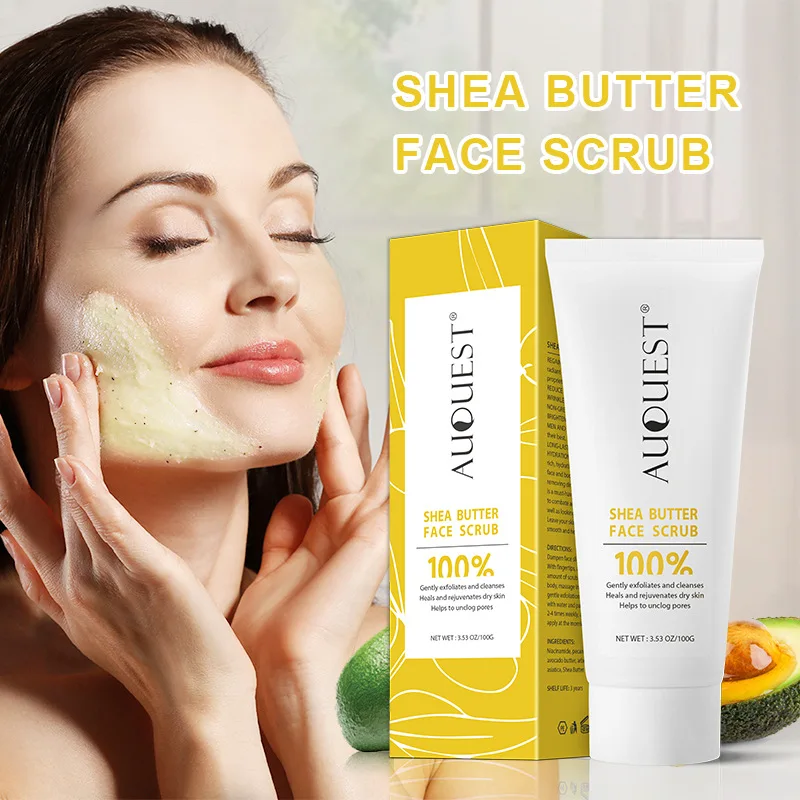 

100g Shea Butter Face Scrub Deep Cleansing Exfoliating Facial Cleanser Whitening Moisturizer Dry Skin Peeling Gel Cream