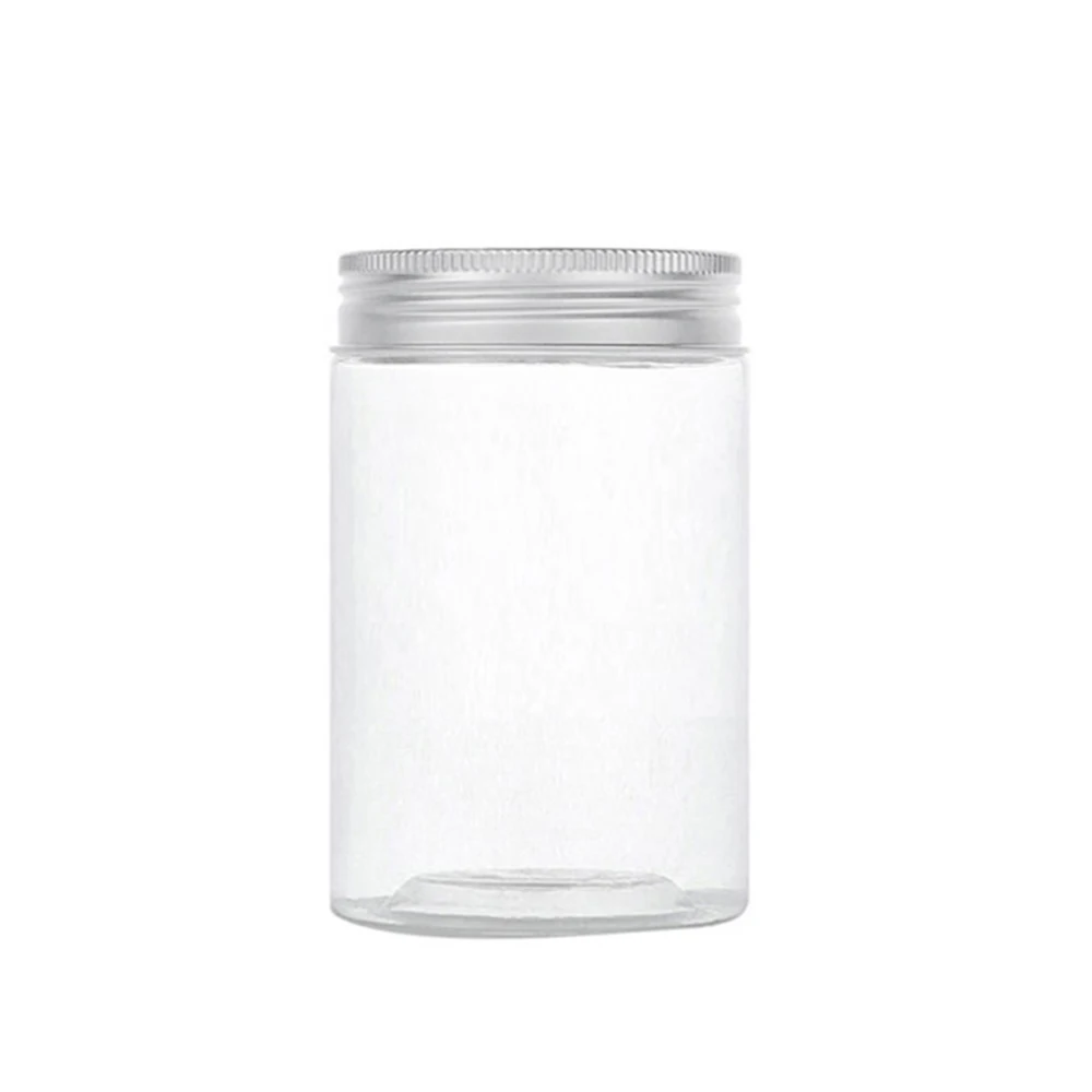 50pcs 750ml empty transparent PET cream jar for containing solid perfumes with silver aluminum screw cap