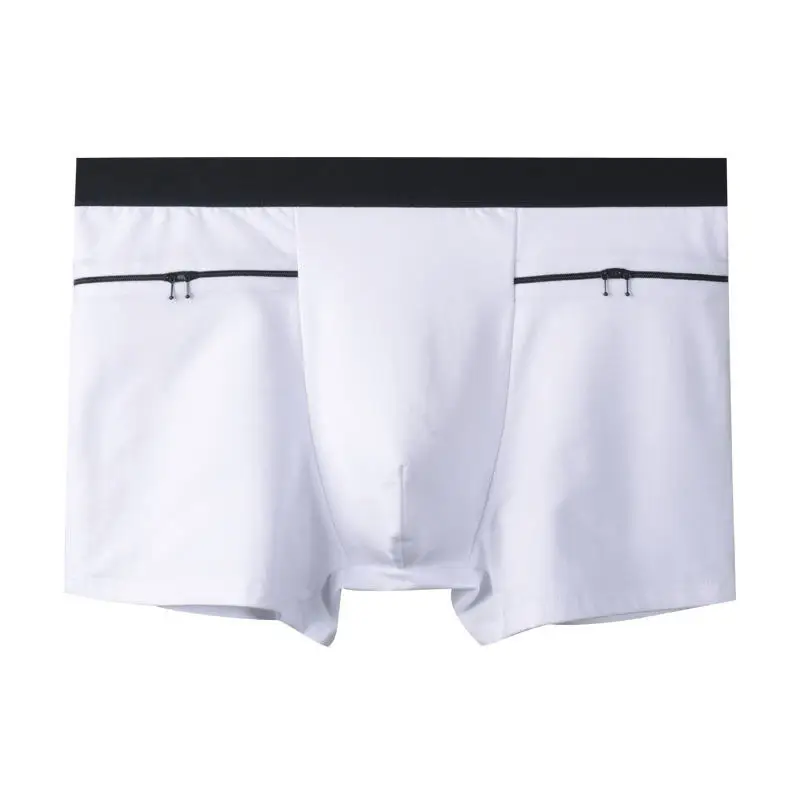 

2pcs/Lot Men Boxers Underwear Panties with Zipper Pockets Shorts for Man Underpants Sexy Cotton Homme Male Moda Hombre Funny