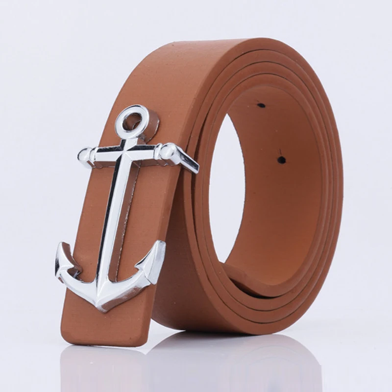 

Men's New Navy Anchor Buckle Belt smooth buckle men's belt Men's wild belt youth pantsbelt pants Leisure gifts for men