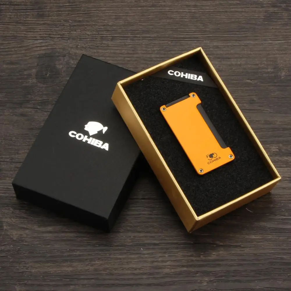 COHIBA дорожная Зажигалка для сигар металлические аксессуары фонарь зажигалка