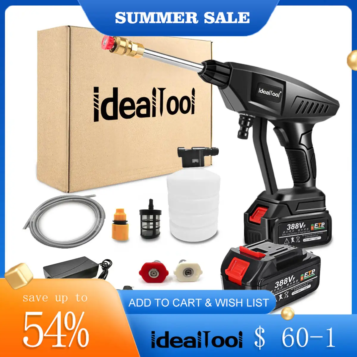 Беспроводной пистолет высокого давления для мойки автомобиля портативный