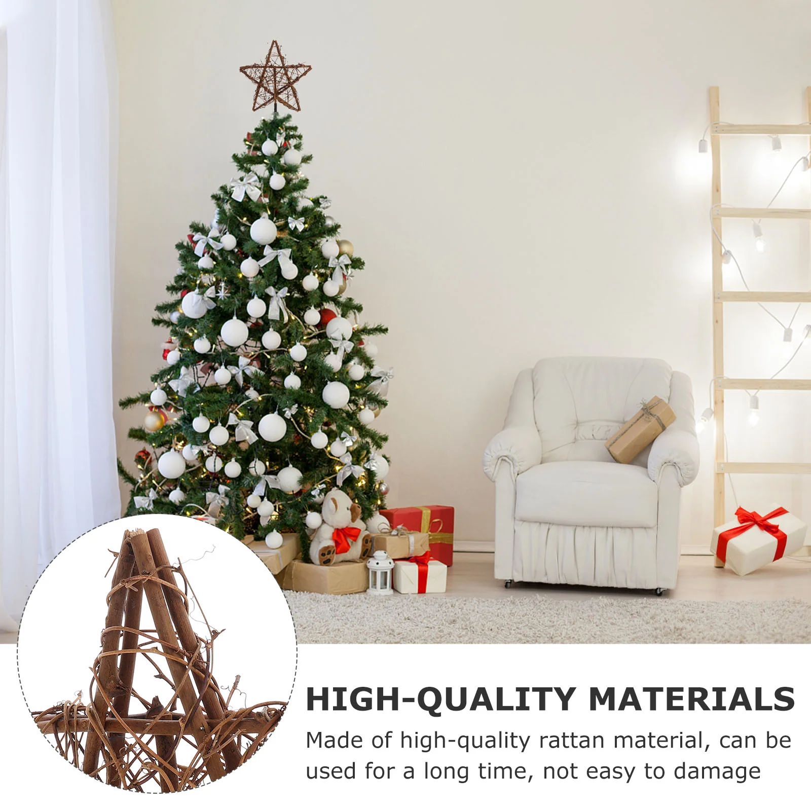 Rustic Christmas Tree Topper Hollow out Star Xmas Ornament Party Supplies | Дом и сад