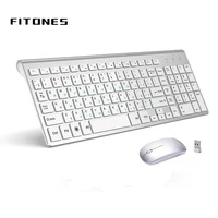 2 4g wireless keyboard and mouse russian layout u s layout compact convenient ultra thin ergonomic silver white