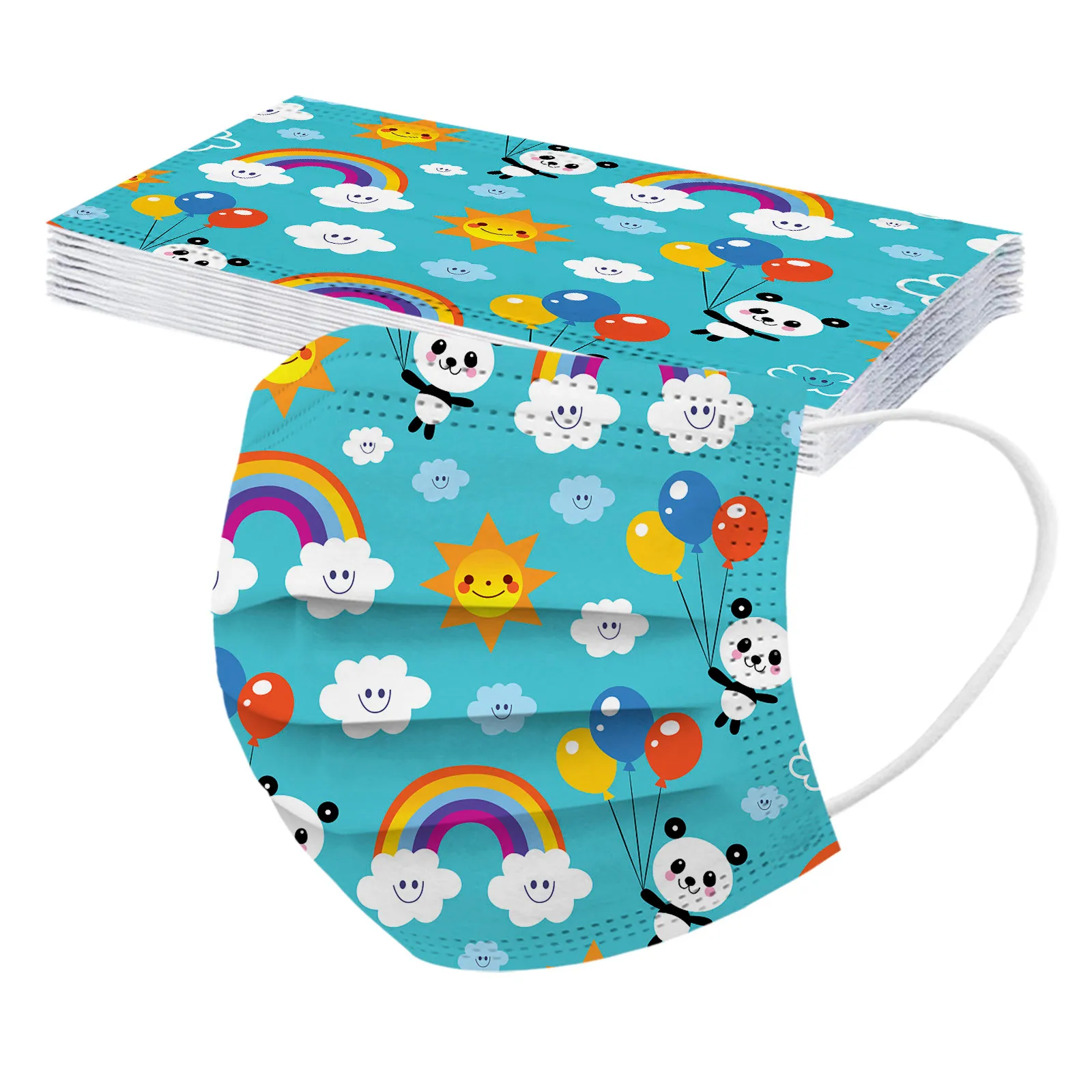 Маска детская одноразовая с радужным принтом 50 шт. | Тематическая одежда и