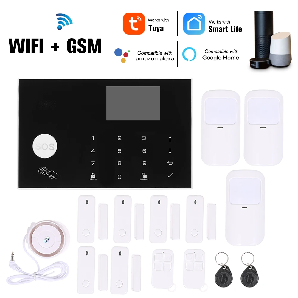 

Wifi GSM Alarm System Intercom Remote Control Autodial TFT Display 433MHz Detectors Tuya Control Touch Keyboard for Amazon Alexa