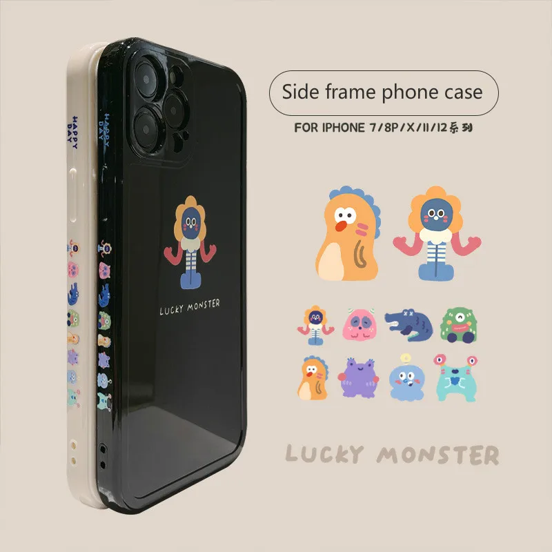

The side cartoon mobs phone case is suitable for iPhone11 12Pro Max mini X XR XS XSMax 8 7PluS anti-drop protective back cover