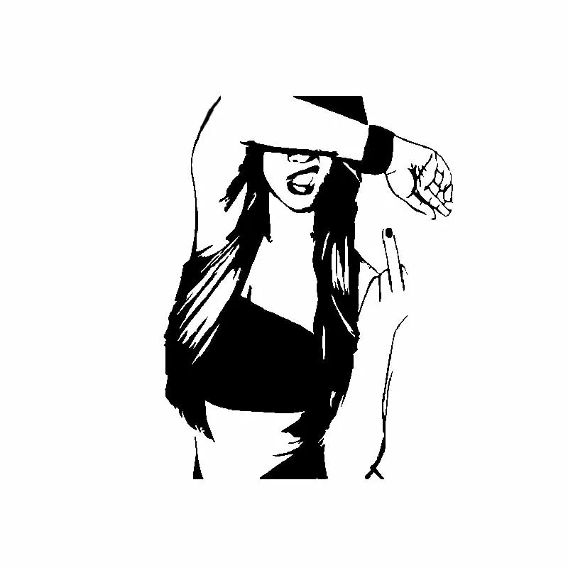 

LLY-1592 Sexy Girl Middle Finger Modeling Car Sticker PVC Auto Body Decoration Fashion Waterproof Sunscreen Self-adhesive Decal