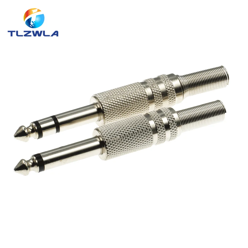 

10PCS 6.35mm Dual Track 6.5mm Mono Amplifier Plug Metal Microphone jack plug-in Audio Connector for KTV