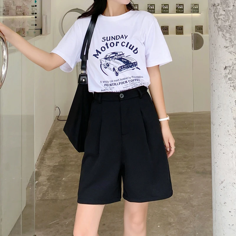 

Suit Shorts women's summer loose 2021 summer new high waist Capris fat mm large wide leg casual pants