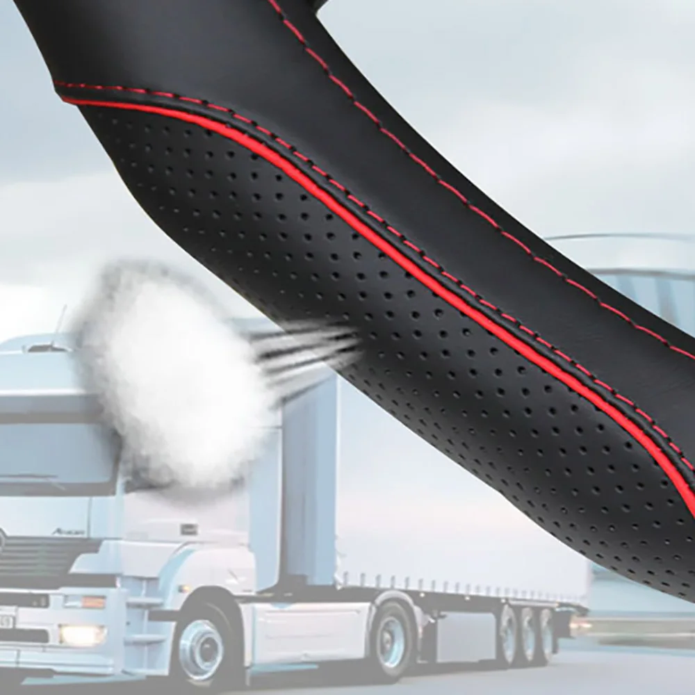 

QFHETJIE large truck truck bus car cowhide breathable car steering wheel cover non-slip wear-resistant and durable interior