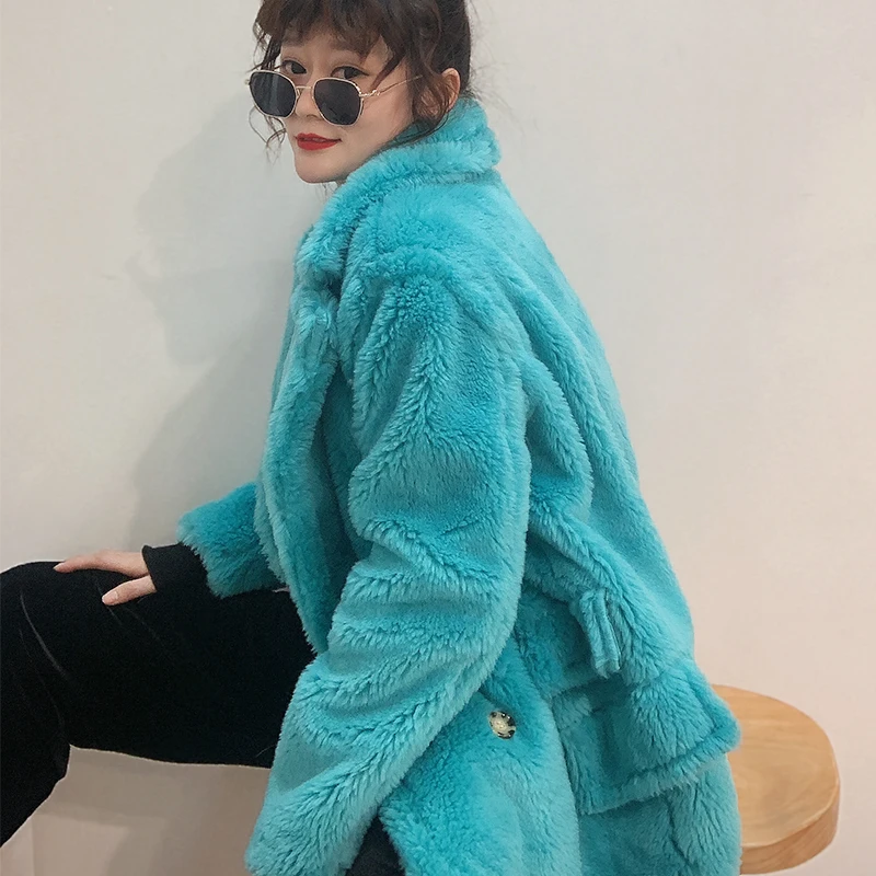 Новинка зимнее пальто из 2019 шерсти Женское с v-образным вырезом и длинным рукавом