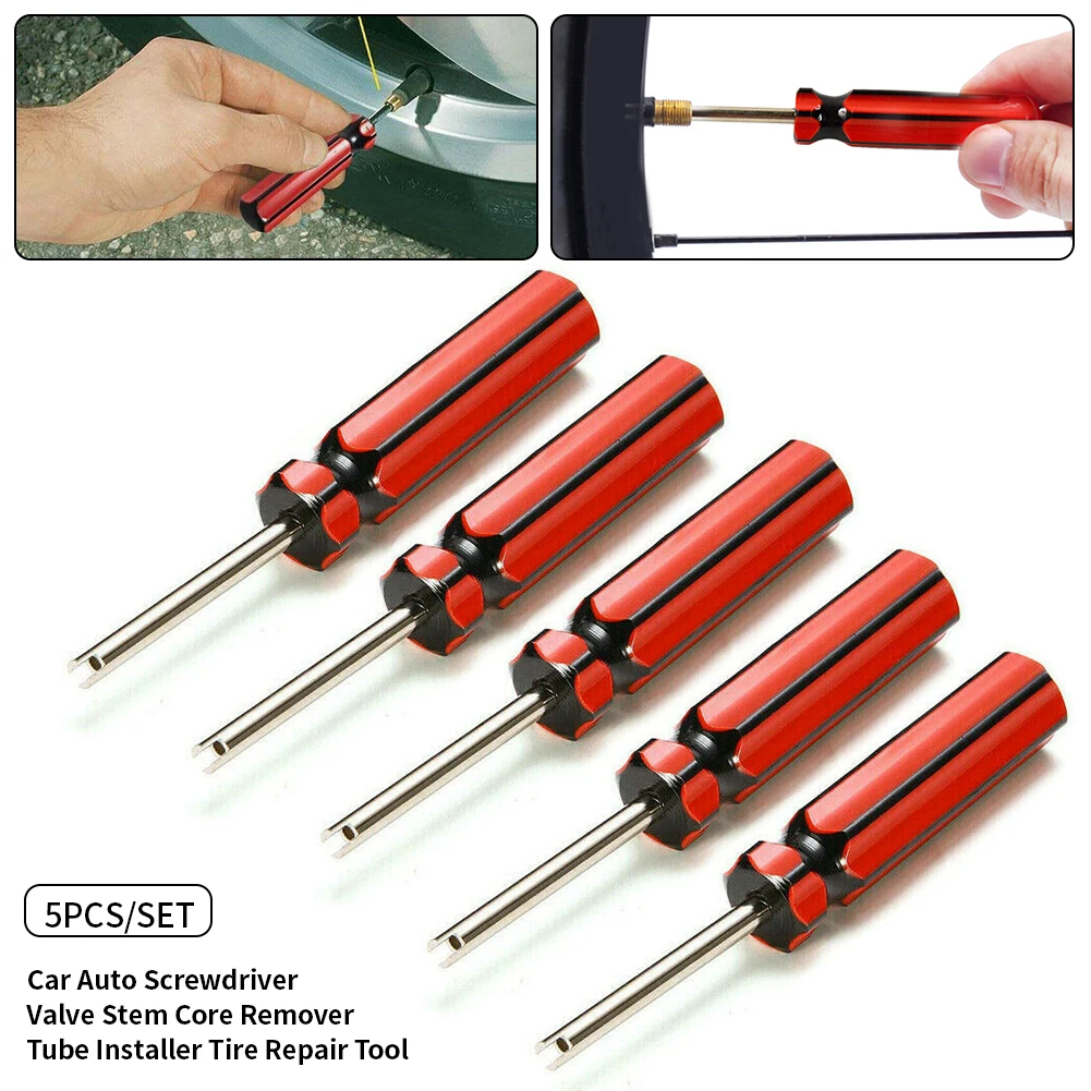 

5pcs Car Screwdriver Tools Valve Stem Core Remover Tyre Tire Tube Repair Tool Car Truck Bike Motorcycle Tube Installer Tool