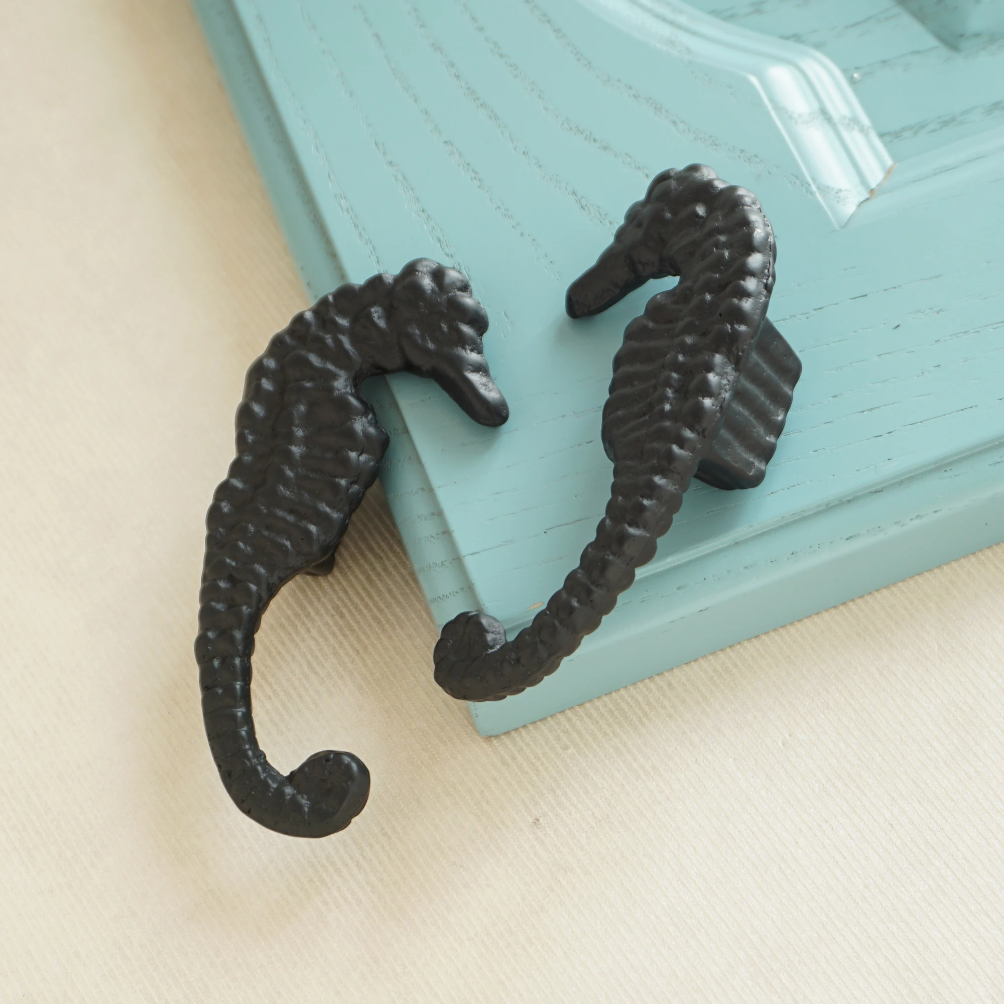 Милый черный с формой гиппокампа Алюминий сплава дети Спальня мебельные ручки