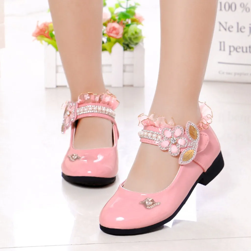 Сандалии для девочек цветы кристаллы жемчуг модная обувь принцессы|Сандалии| |