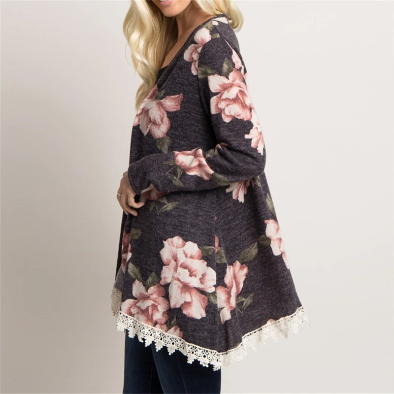 Осенний цветочный женский Кардиган с длинным рукавом 2018 повседневный элегантный