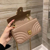 luxury design womens handbag high quality classic genuine leather shoulder bag peach heart wavy suture purse with chains