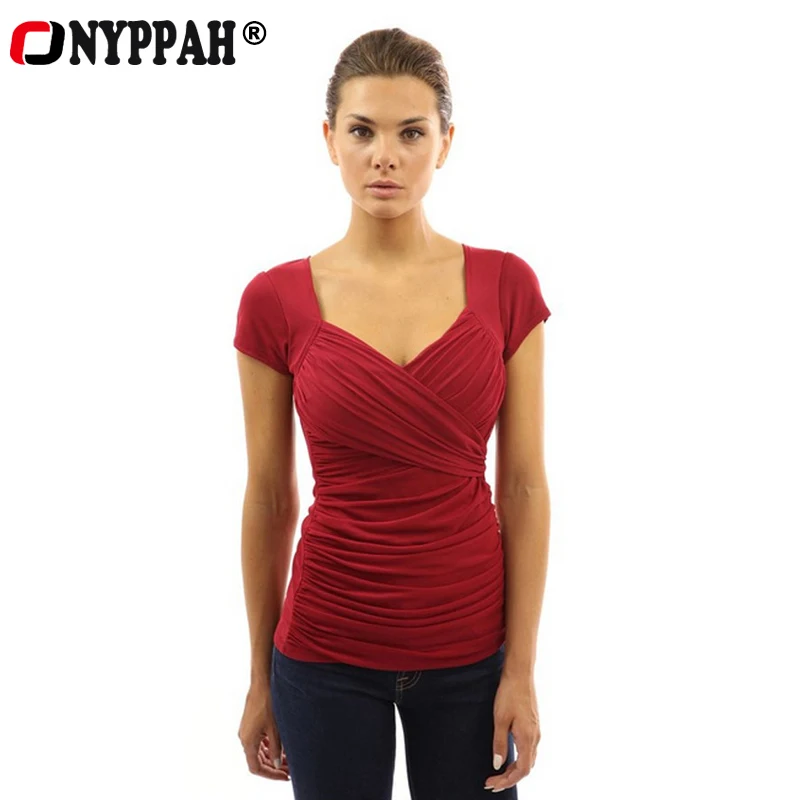 Новинка 2020 Европейская Женская модная футболка с коротким рукавом и v образным