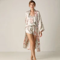 womens 3 pieces pajamas sets spring summer sexy women pajama sets kimono robe shorts suit female pijama mujer 2020