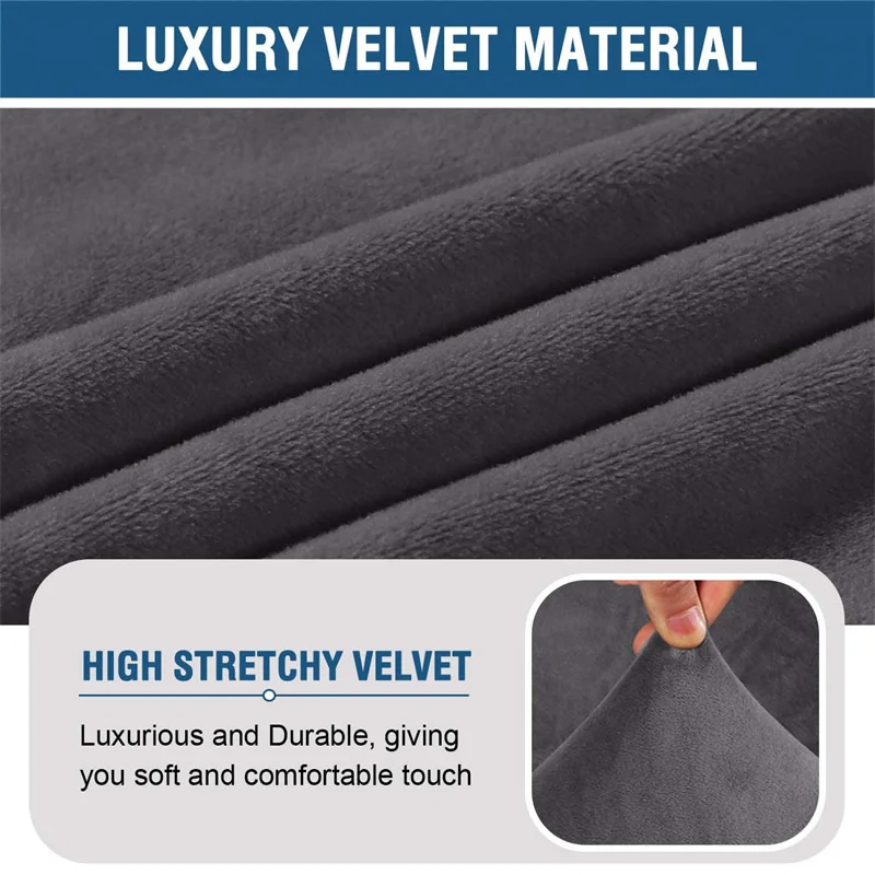 Чехол для одноместного дивана вельветовый без подлокотников эластичный