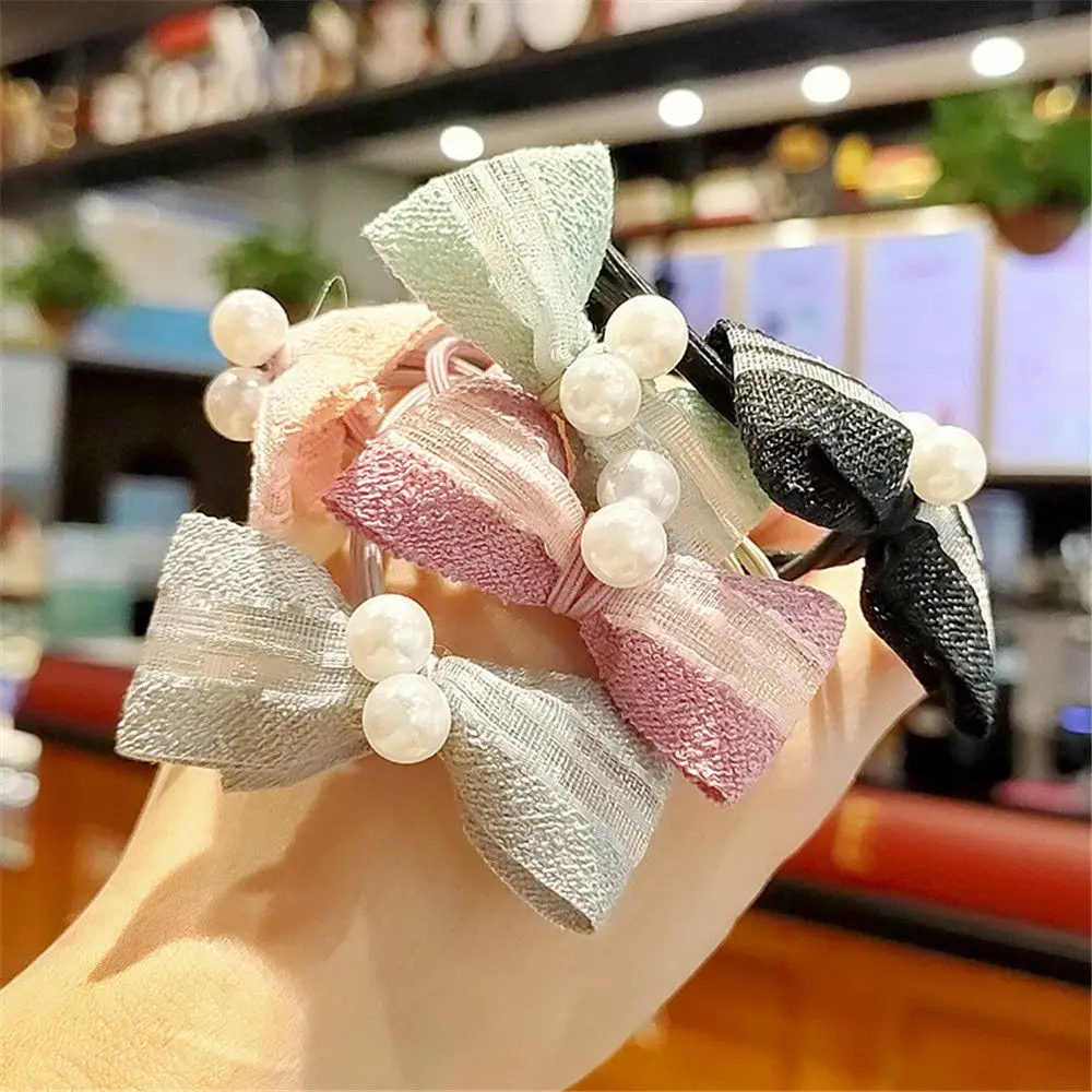 

Новинка, Женская высокоэластичная элегантная резинка для волос для девочек, резинка для волос с бантом и жемчугом