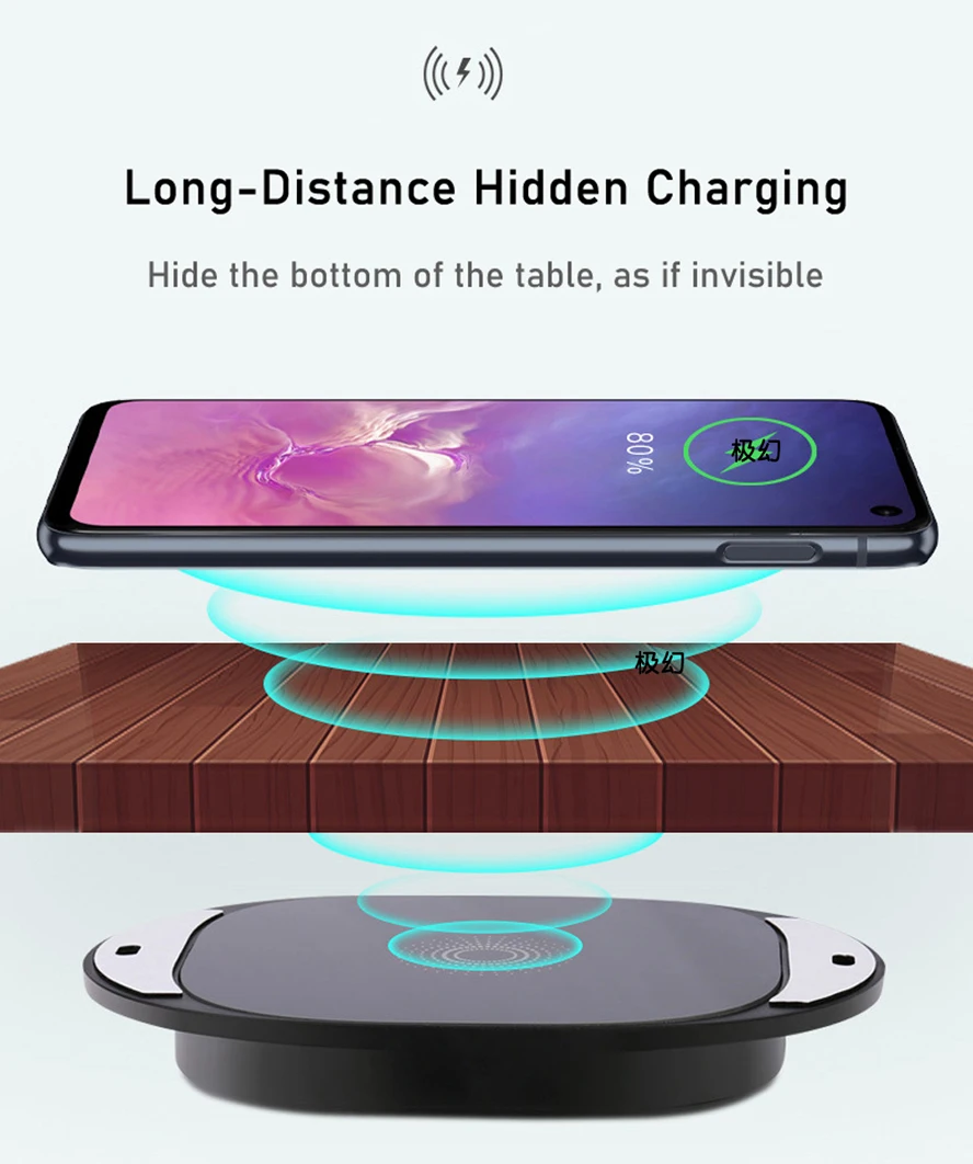 20mm Long Distance Wireless Charger Invisible Fast Charge Transmitter Mobile Phone Hidden Adsorption For iPhone XR 11Pro Samsung | Мобильные