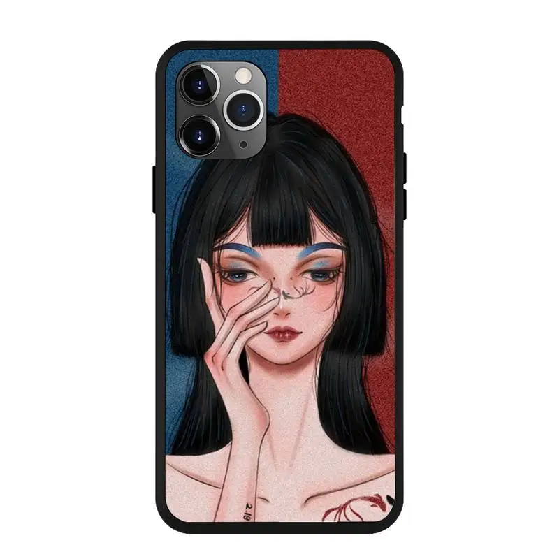 

Personality Cartoon Girl Phone Case For Iphone 6 6s 7 8plus X Xr 11 12 Mini Pro Max Nax Fundas Cover