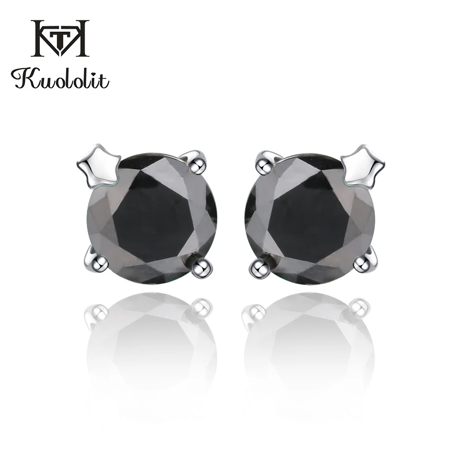 Kuololit Black Spine Solid 925 Sterling Silver Stud Earrings For Women Star Christmas Jewelry Wedding Fashion Party Gift | Украшения и