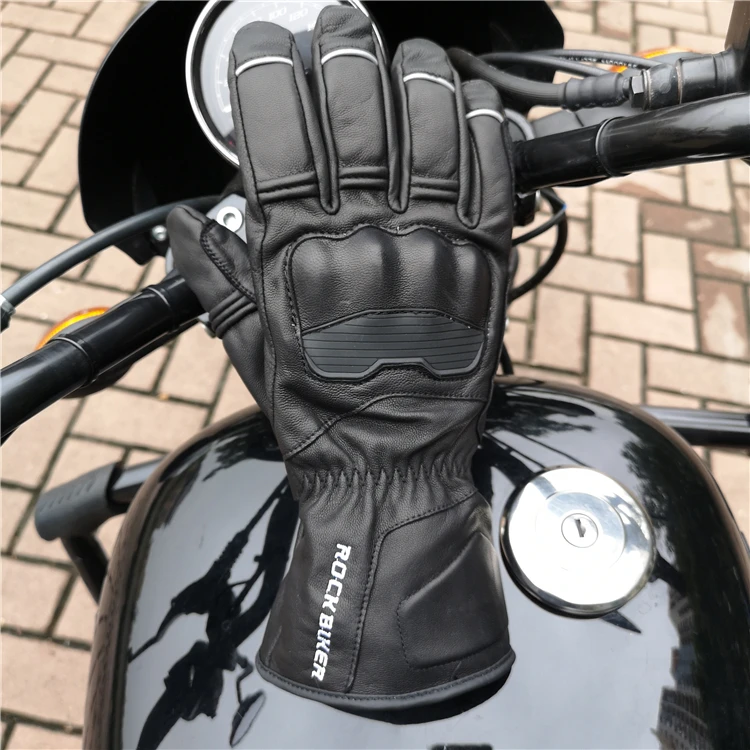 

New Animal Skin Motorcycle Gloves Leather Men Winter Warm Black Touch Screen Locomotive Racing Gloves Guantes Moto Invierno