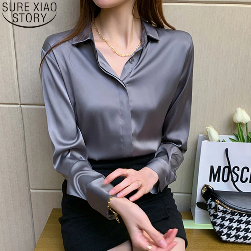 Женская Офисная шелковая блузка новая женские атласные рубашки шифоновая с