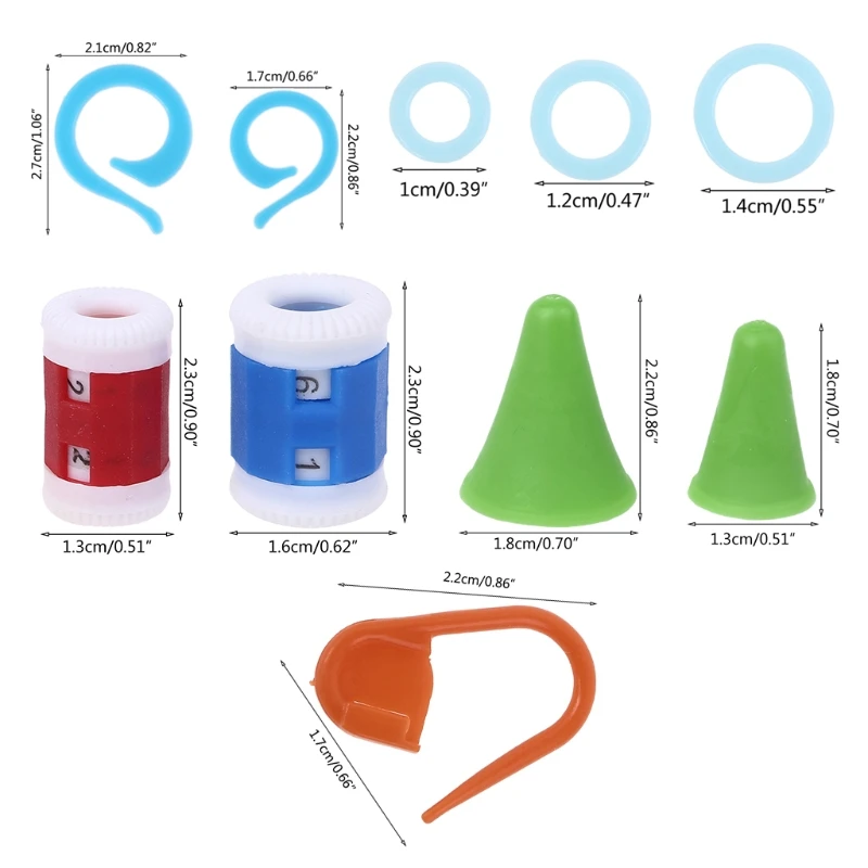 

53CA 69pcs Knitting Crochet Locking Stitch Markers Needles Protectors Counter Counting Circle Gourd Pins