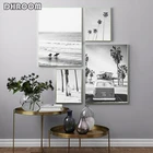 Плакат с серфингом, черно-белая настенная живопись на пляже, тропический холст, настенные картины с ладонью для гостиной, современный Декор для дома