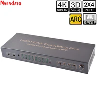 4k 60hz 2 in 4 out hdmi matrix 2x4 splitter switcher hdmi audio extractor with arc aux spdif scale down for ps34 tv dvd stb
