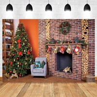 christmas tree fireplace living room baby backdrop vinyl photography photographic background for photo shoot booth photozone
