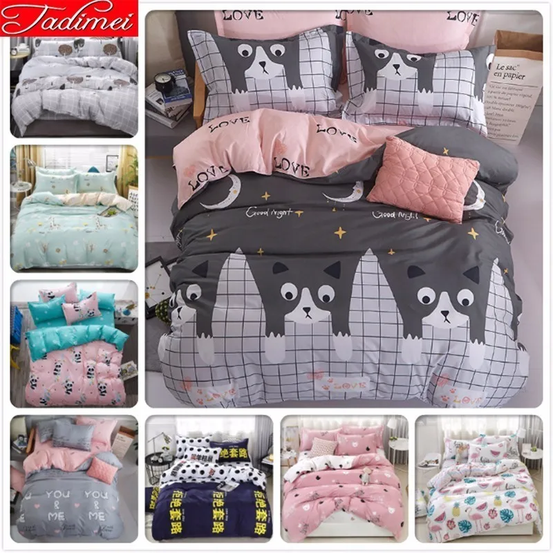 Милый Кот Китти Креативный пододеяльник 3/4 шт Комплект постельного белья для