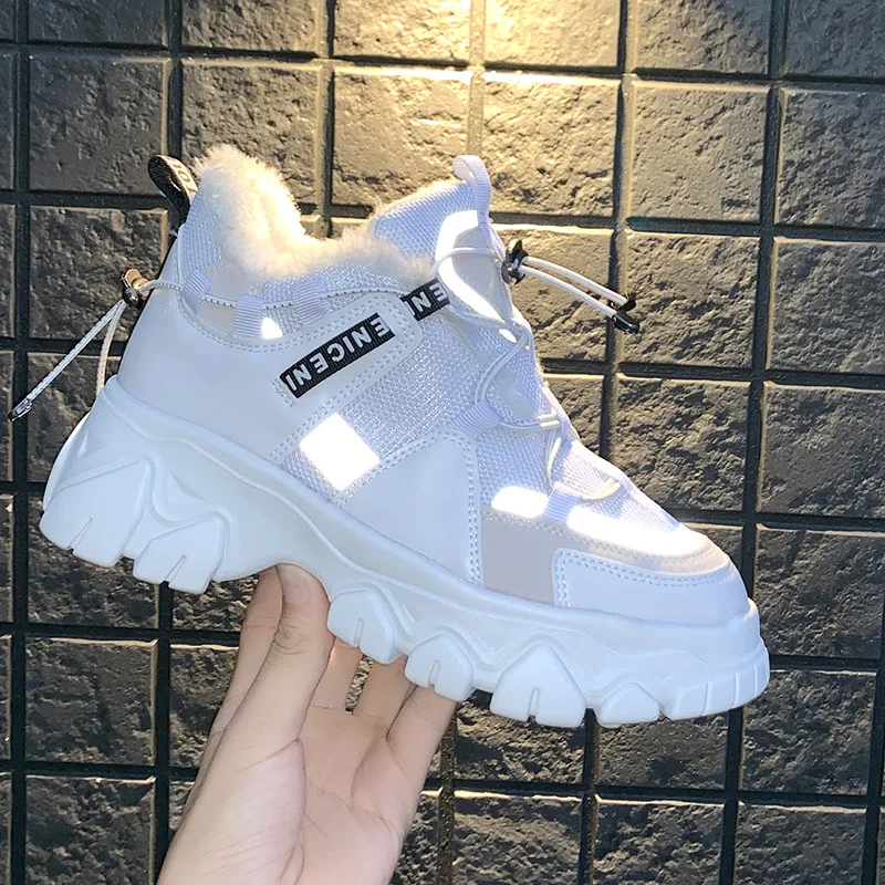 Женская зимняя обувь плюшевая Весенняя женские зимние ботинки из искусственной